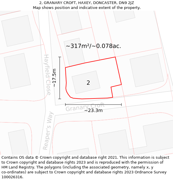 2, GRANARY CROFT, HAXEY, DONCASTER, DN9 2JZ: Plot and title map