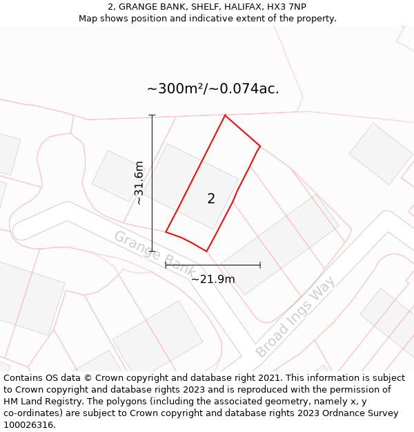 2, GRANGE BANK, SHELF, HALIFAX, HX3 7NP: Plot and title map