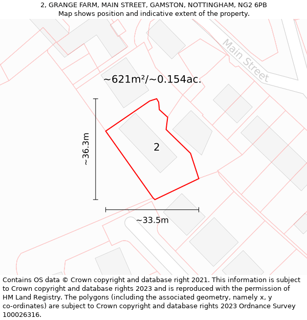 2, GRANGE FARM, MAIN STREET, GAMSTON, NOTTINGHAM, NG2 6PB: Plot and title map