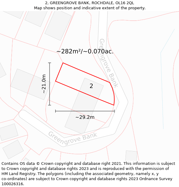 2, GREENGROVE BANK, ROCHDALE, OL16 2QL: Plot and title map