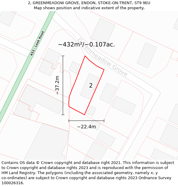 2, GREENMEADOW GROVE, ENDON, STOKE-ON-TRENT, ST9 9EU: Plot and title map