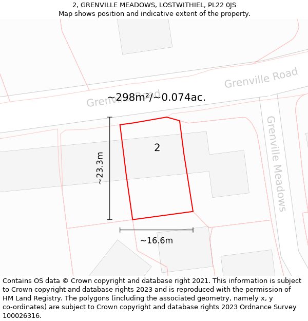 2, GRENVILLE MEADOWS, LOSTWITHIEL, PL22 0JS: Plot and title map