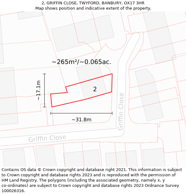 2, GRIFFIN CLOSE, TWYFORD, BANBURY, OX17 3HR: Plot and title map