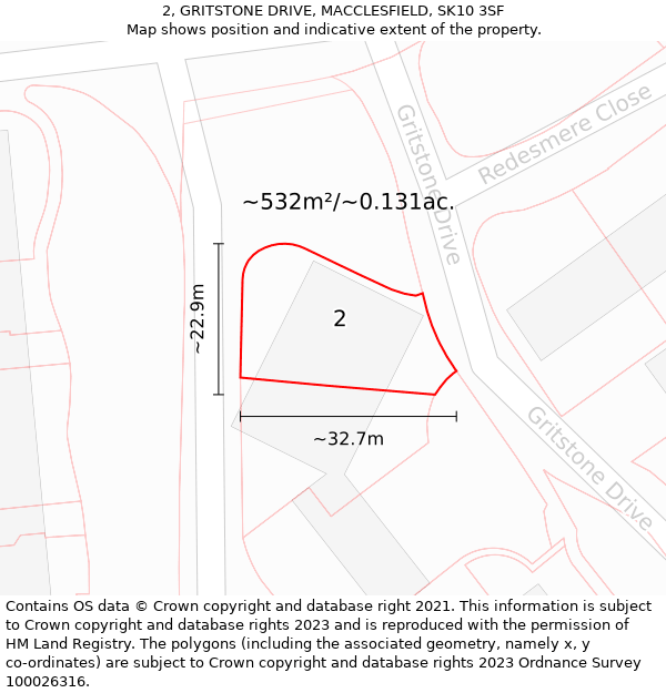 2, GRITSTONE DRIVE, MACCLESFIELD, SK10 3SF: Plot and title map