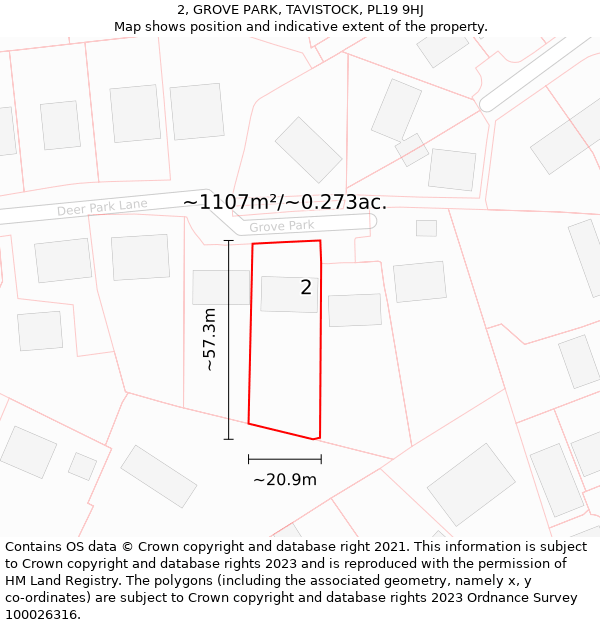 2, GROVE PARK, TAVISTOCK, PL19 9HJ: Plot and title map