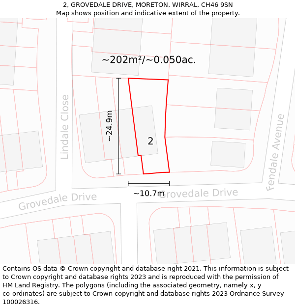 2, GROVEDALE DRIVE, MORETON, WIRRAL, CH46 9SN: Plot and title map