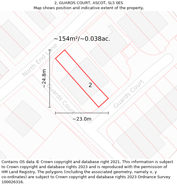 2, GUARDS COURT, ASCOT, SL5 0ES: Plot and title map