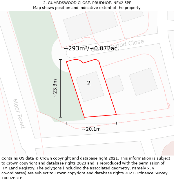 2, GUARDSWOOD CLOSE, PRUDHOE, NE42 5PF: Plot and title map
