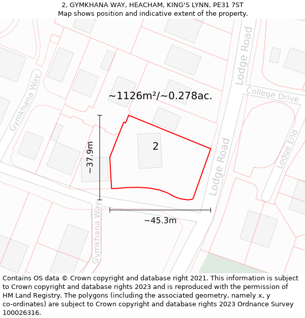 2, GYMKHANA WAY, HEACHAM, KING'S LYNN, PE31 7ST: Plot and title map