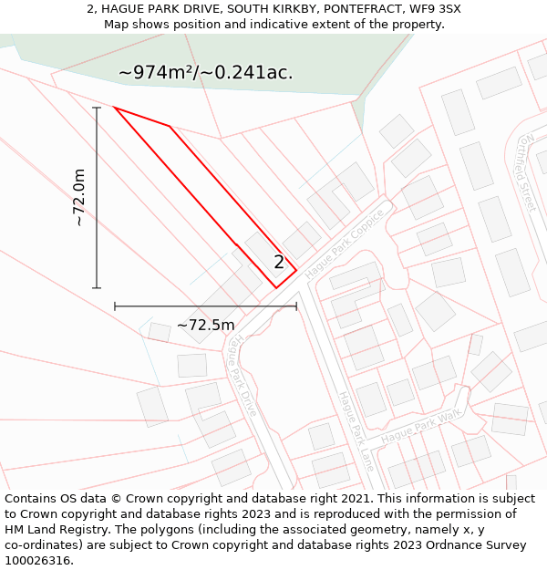 2, HAGUE PARK DRIVE, SOUTH KIRKBY, PONTEFRACT, WF9 3SX: Plot and title map