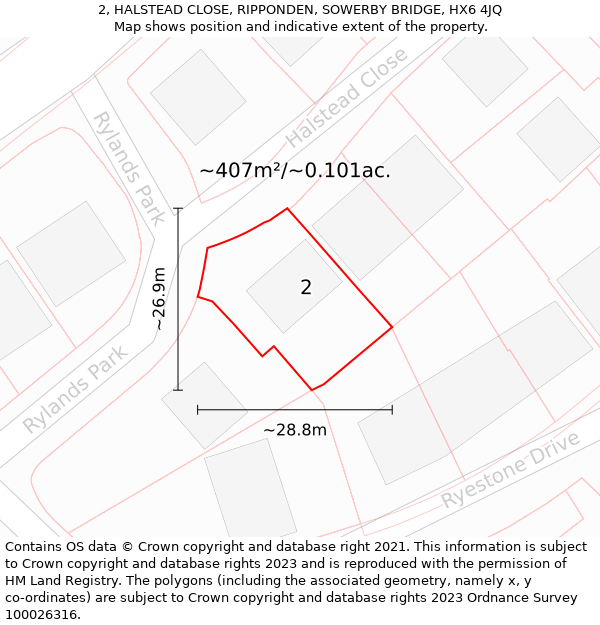 2, HALSTEAD CLOSE, RIPPONDEN, SOWERBY BRIDGE, HX6 4JQ: Plot and title map