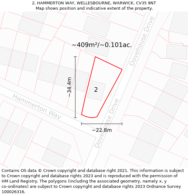 2, HAMMERTON WAY, WELLESBOURNE, WARWICK, CV35 9NT: Plot and title map