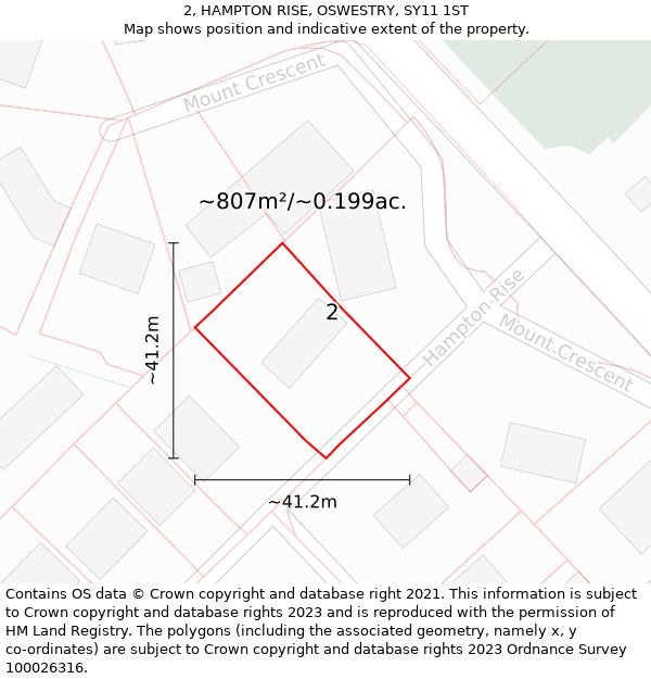 2, HAMPTON RISE, OSWESTRY, SY11 1ST: Plot and title map