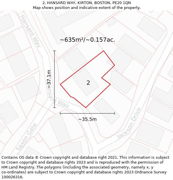 2, HANSARD WAY, KIRTON, BOSTON, PE20 1QN: Plot and title map