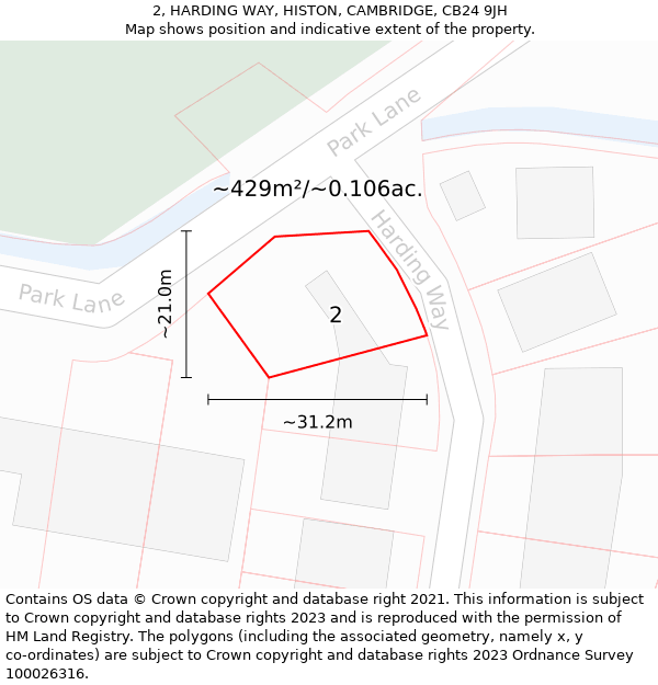 2, HARDING WAY, HISTON, CAMBRIDGE, CB24 9JH: Plot and title map