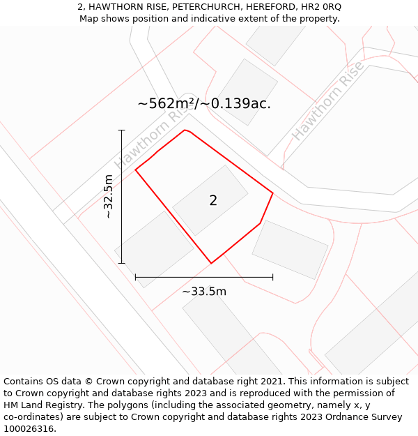 2, HAWTHORN RISE, PETERCHURCH, HEREFORD, HR2 0RQ: Plot and title map