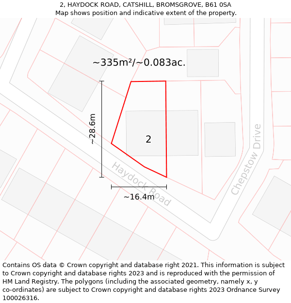 2, HAYDOCK ROAD, CATSHILL, BROMSGROVE, B61 0SA: Plot and title map