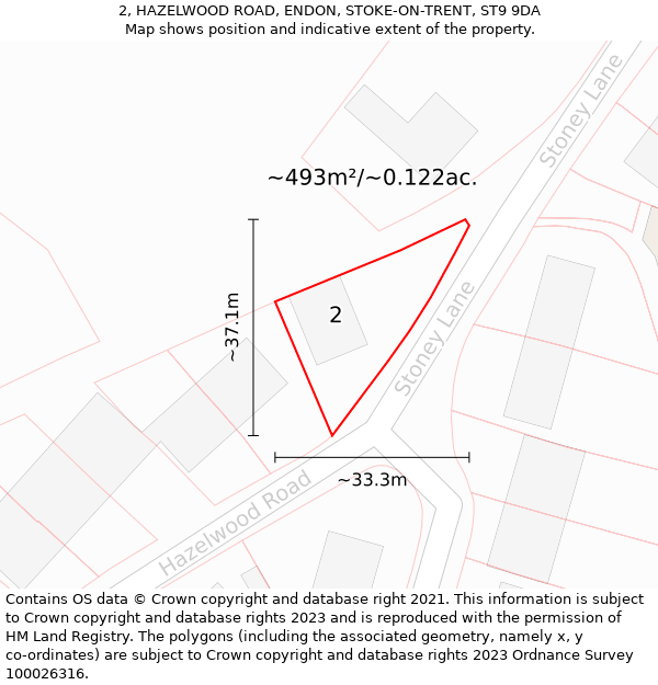 2, HAZELWOOD ROAD, ENDON, STOKE-ON-TRENT, ST9 9DA: Plot and title map