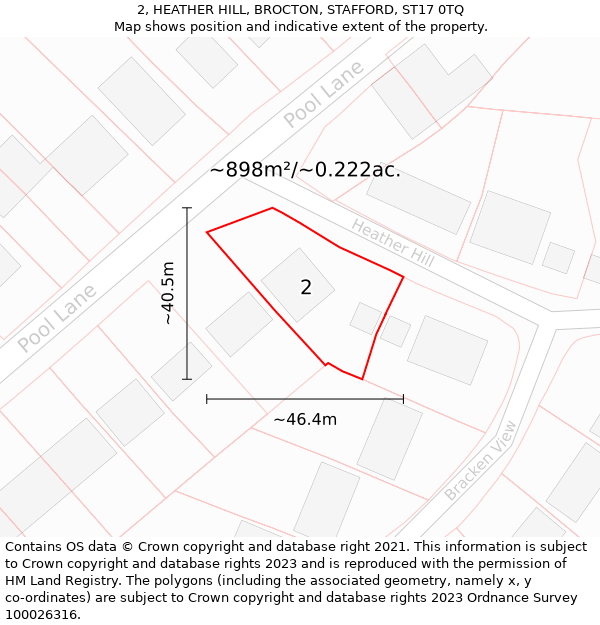 2, HEATHER HILL, BROCTON, STAFFORD, ST17 0TQ: Plot and title map