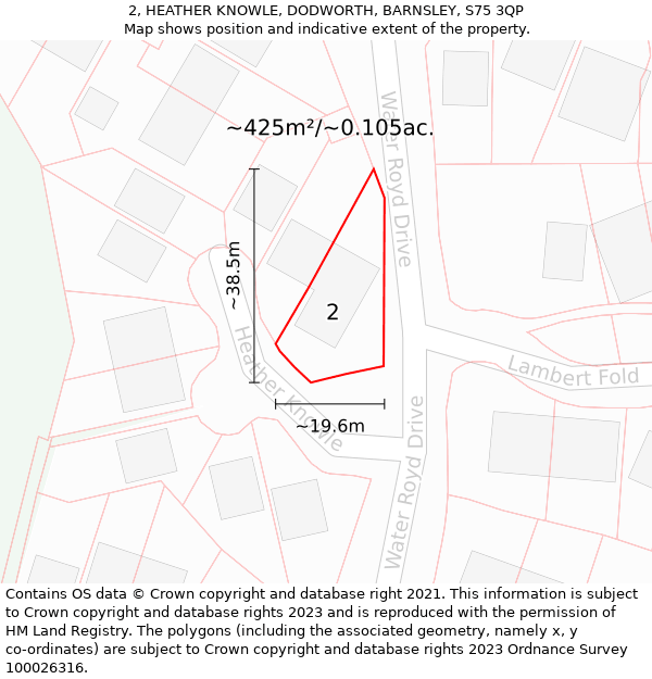 2, HEATHER KNOWLE, DODWORTH, BARNSLEY, S75 3QP: Plot and title map