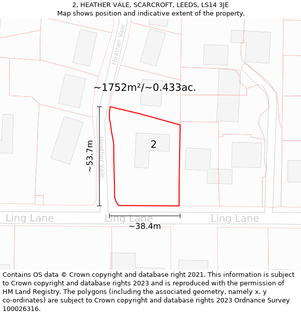 2, HEATHER VALE, SCARCROFT, LEEDS, LS14 3JE: Plot and title map