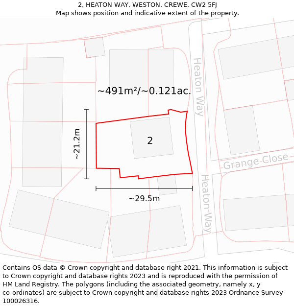 2, HEATON WAY, WESTON, CREWE, CW2 5FJ: Plot and title map