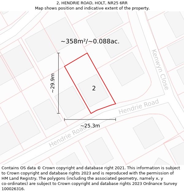 2, HENDRIE ROAD, HOLT, NR25 6RR: Plot and title map