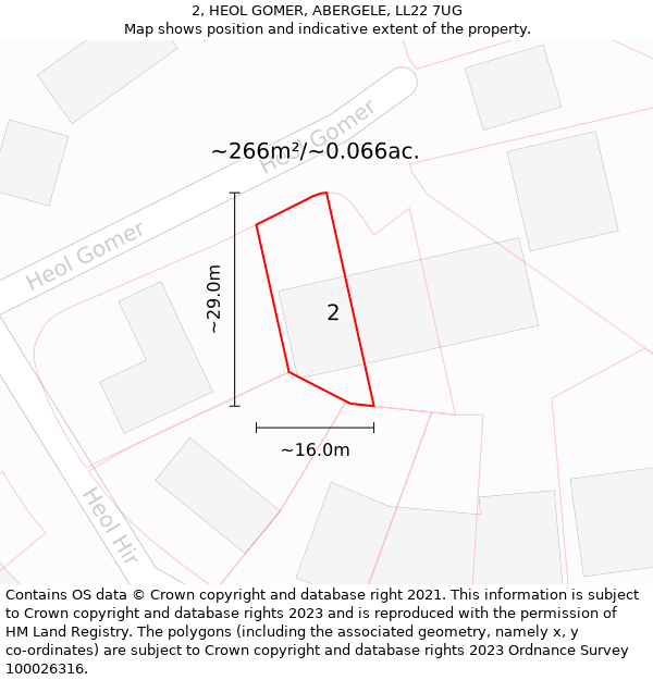 2, HEOL GOMER, ABERGELE, LL22 7UG: Plot and title map