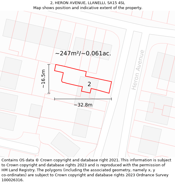 2, HERON AVENUE, LLANELLI, SA15 4SL: Plot and title map