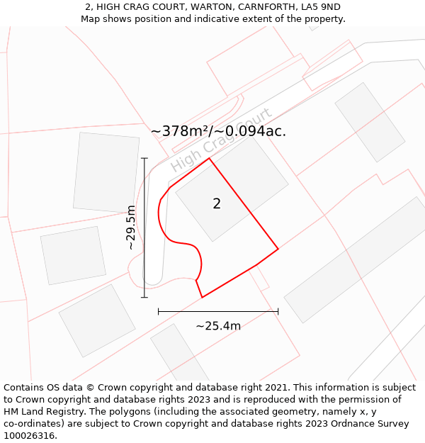 2, HIGH CRAG COURT, WARTON, CARNFORTH, LA5 9ND: Plot and title map