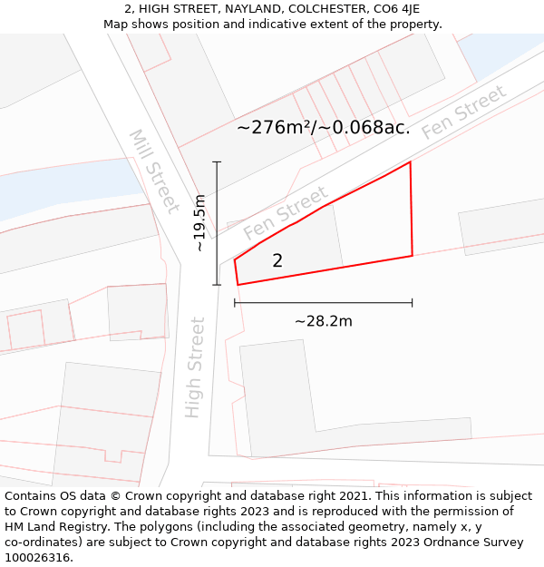 2, HIGH STREET, NAYLAND, COLCHESTER, CO6 4JE: Plot and title map