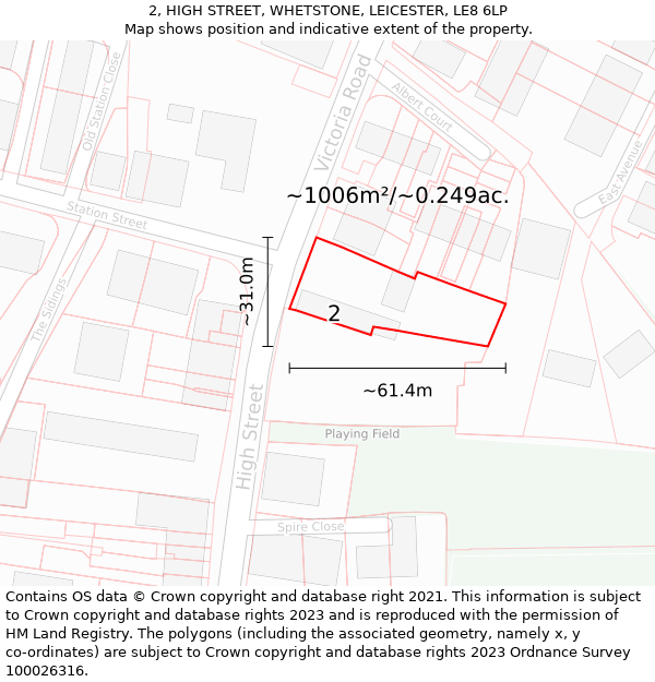 2, HIGH STREET, WHETSTONE, LEICESTER, LE8 6LP: Plot and title map
