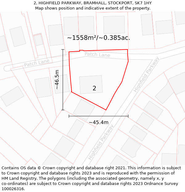 2, HIGHFIELD PARKWAY, BRAMHALL, STOCKPORT, SK7 1HY: Plot and title map