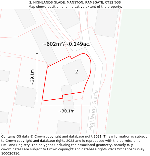 2, HIGHLANDS GLADE, MANSTON, RAMSGATE, CT12 5GS: Plot and title map