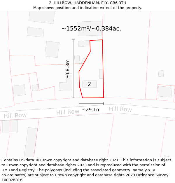 2, HILLROW, HADDENHAM, ELY, CB6 3TH: Plot and title map