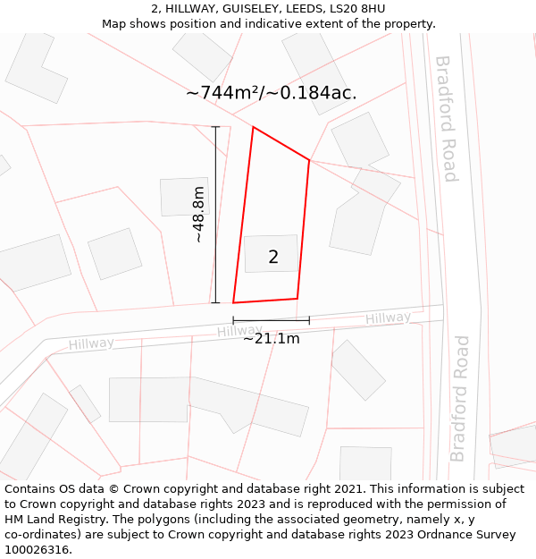 2, HILLWAY, GUISELEY, LEEDS, LS20 8HU: Plot and title map