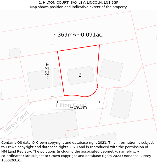 2, HILTON COURT, SAXILBY, LINCOLN, LN1 2GP: Plot and title map