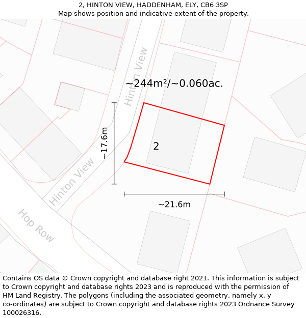 2, HINTON VIEW, HADDENHAM, ELY, CB6 3SP: Plot and title map