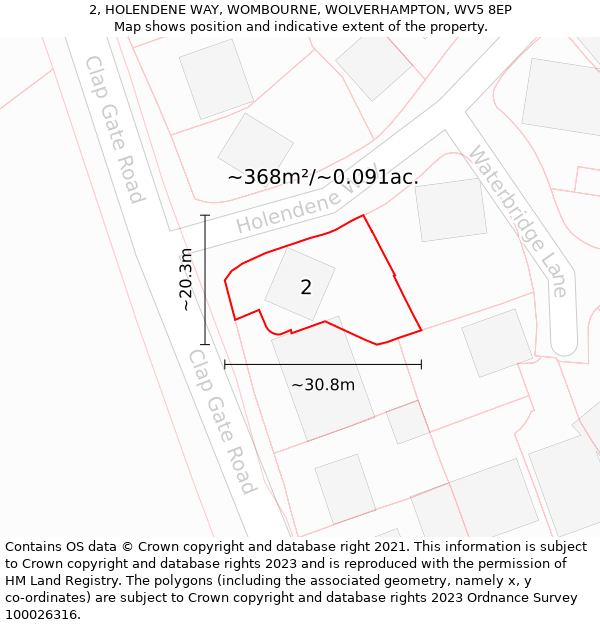 2, HOLENDENE WAY, WOMBOURNE, WOLVERHAMPTON, WV5 8EP: Plot and title map
