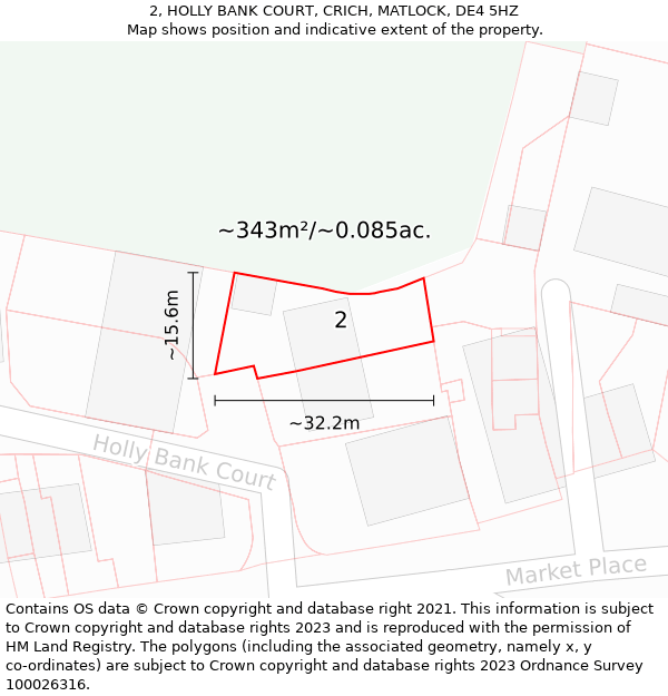 2, HOLLY BANK COURT, CRICH, MATLOCK, DE4 5HZ: Plot and title map