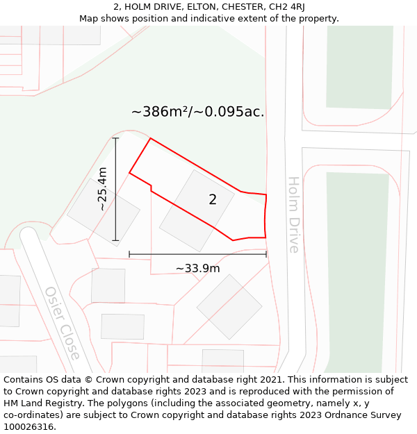 2, HOLM DRIVE, ELTON, CHESTER, CH2 4RJ: Plot and title map