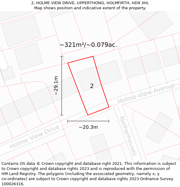 2, HOLME VIEW DRIVE, UPPERTHONG, HOLMFIRTH, HD9 3HL: Plot and title map