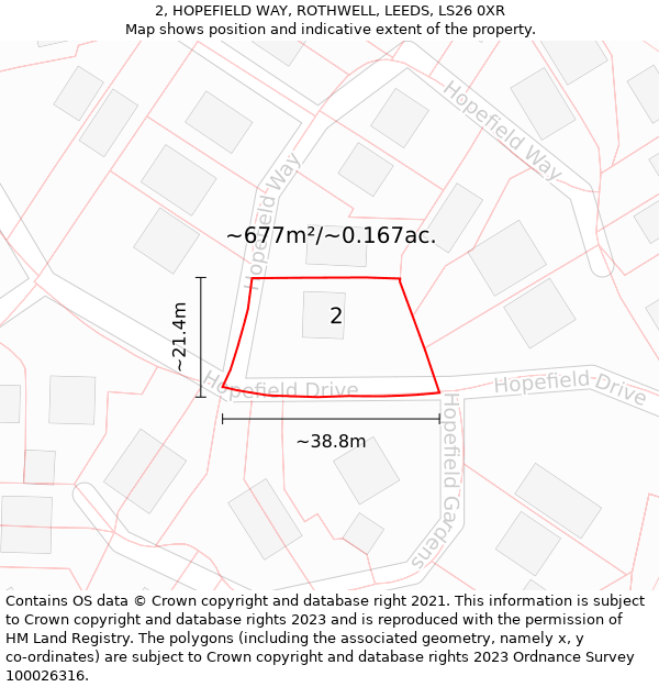 2, HOPEFIELD WAY, ROTHWELL, LEEDS, LS26 0XR: Plot and title map