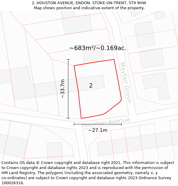 2, HOUSTON AVENUE, ENDON, STOKE-ON-TRENT, ST9 9HW: Plot and title map