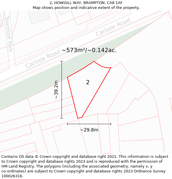 2, HOWGILL WAY, BRAMPTON, CA8 1AF: Plot and title map