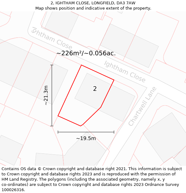 2, IGHTHAM CLOSE, LONGFIELD, DA3 7AW: Plot and title map