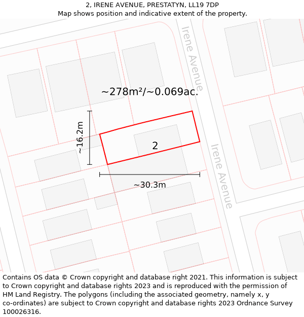 2, IRENE AVENUE, PRESTATYN, LL19 7DP: Plot and title map