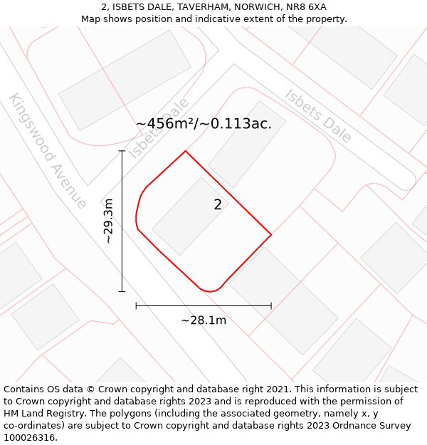 2, ISBETS DALE, TAVERHAM, NORWICH, NR8 6XA: Plot and title map