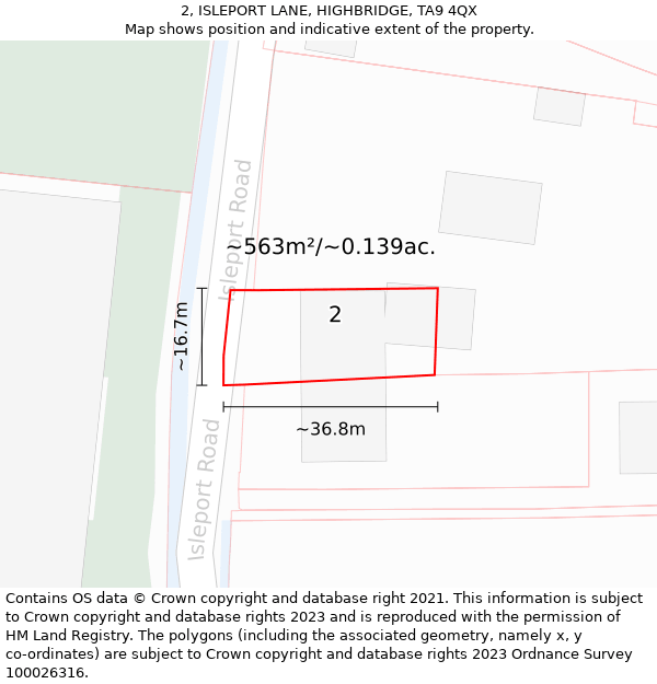 2, ISLEPORT LANE, HIGHBRIDGE, TA9 4QX: Plot and title map