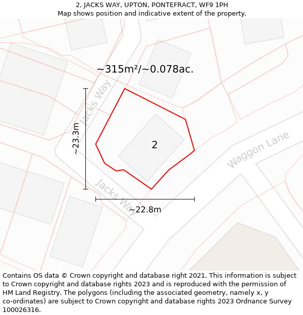 2, JACKS WAY, UPTON, PONTEFRACT, WF9 1PH: Plot and title map